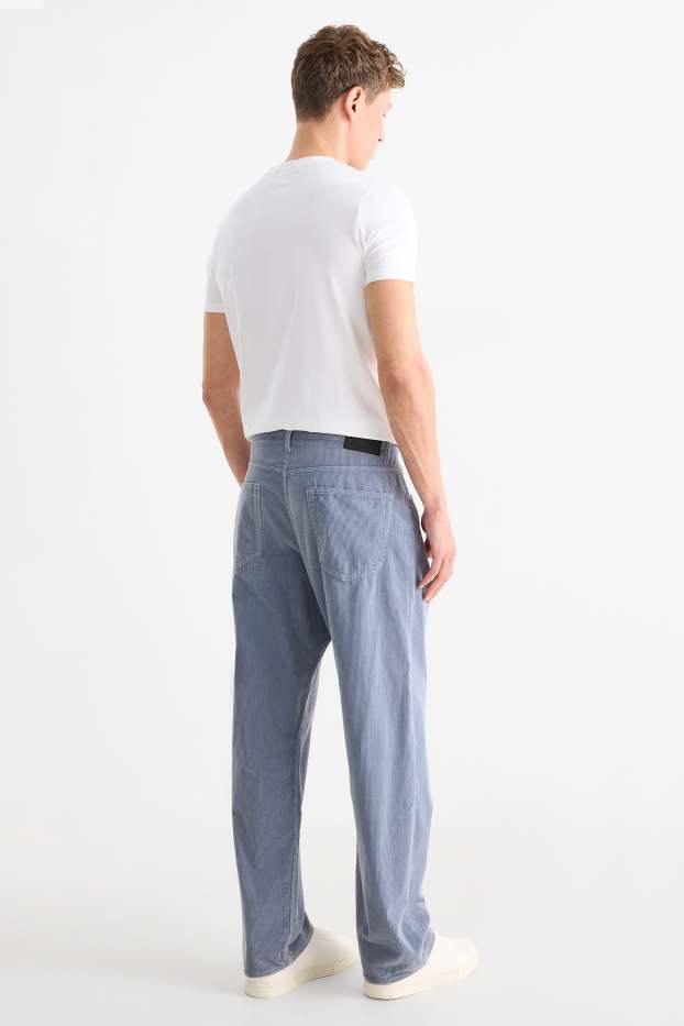Bărbați - Pantaloni din catifea reiată - relaxed fit - albastru deschis