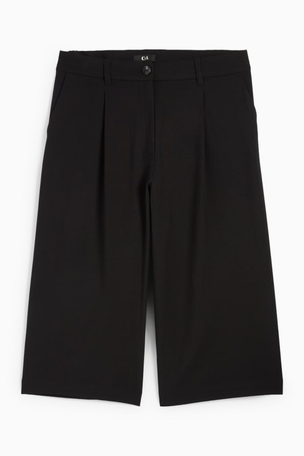 Femei - Pantaloni culotte - talie medie - relaxed fit - negru