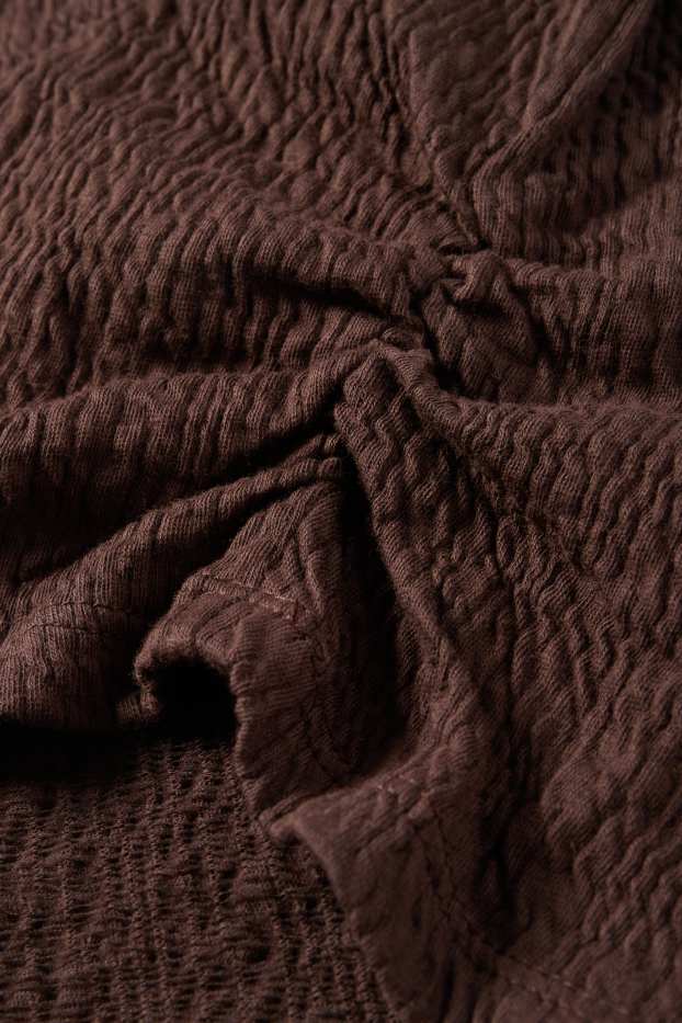 Femei - Tricou cu mânecă lungă - slim fit - structurat - maro închis