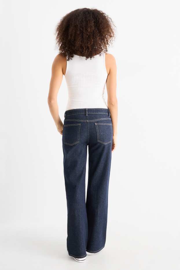 Femei - Wide leg jeans - talie joasă - denim-albastru închis