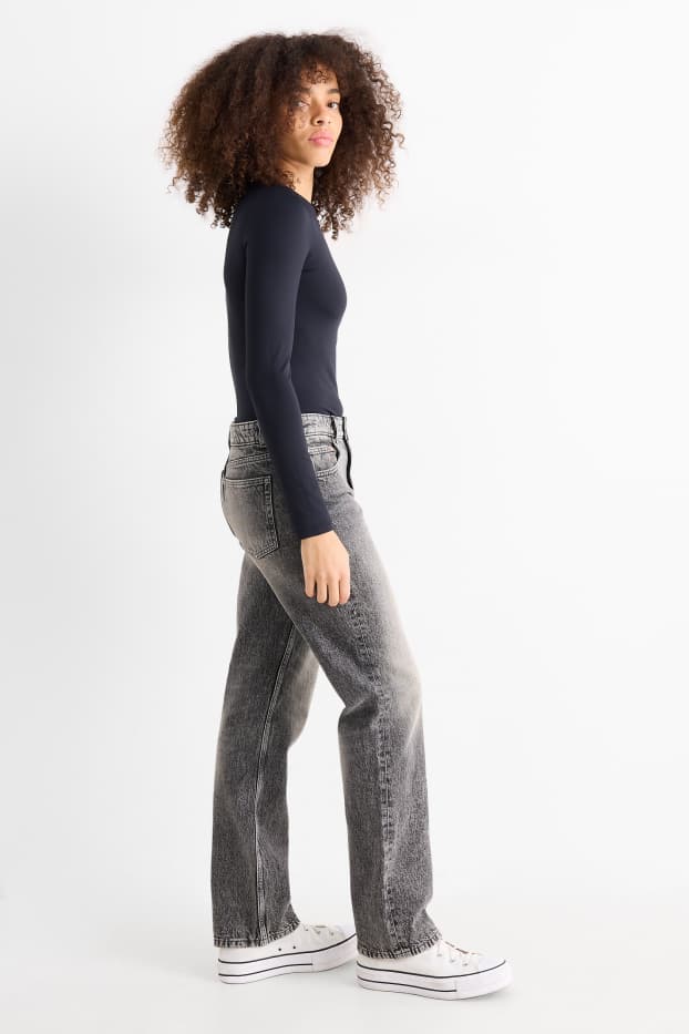 Dámské - Straight jeans - low waist - džíny - tmavošedé