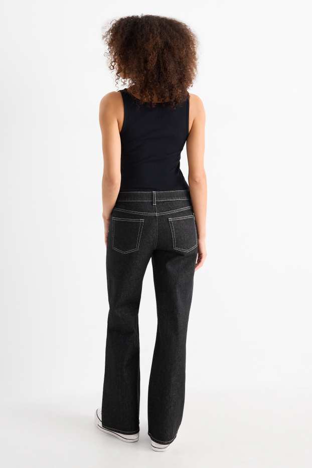 Femei - Wide leg jeans - talie joasă - denim-gri închis