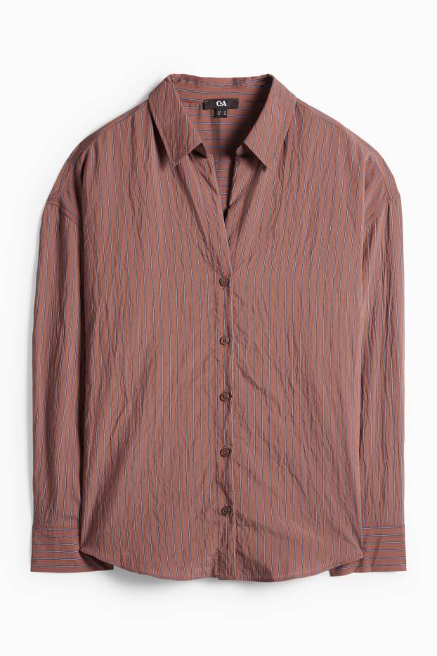 Dámské - Halenka - pruhovaná - hnědá/modrá