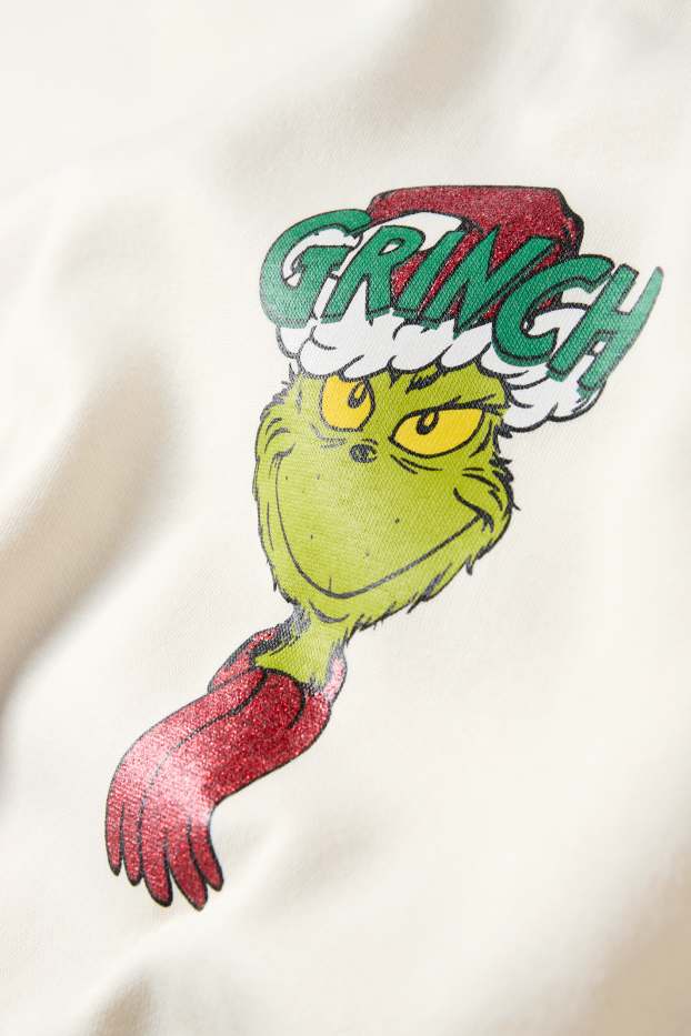 Femei - Bluză de molton cu motive de Crăciun - Grinch - bej deschis