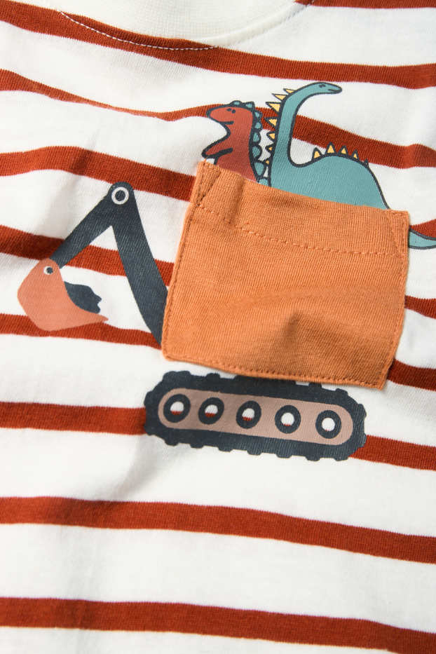 Copii - Băieți - Multipack 5 buc. - dinozaur și excavator - tricou cu mânecă lungă - maro închis