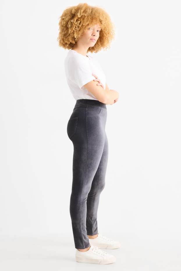 Women - Corduroy leggings - dark gray