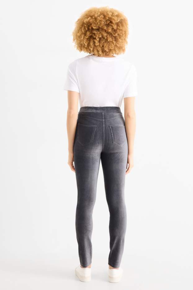 Women - Corduroy leggings - dark gray