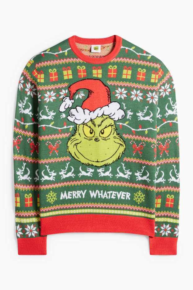 Bărbați - Pulover cu motive de Crăciun - Grinch - verde