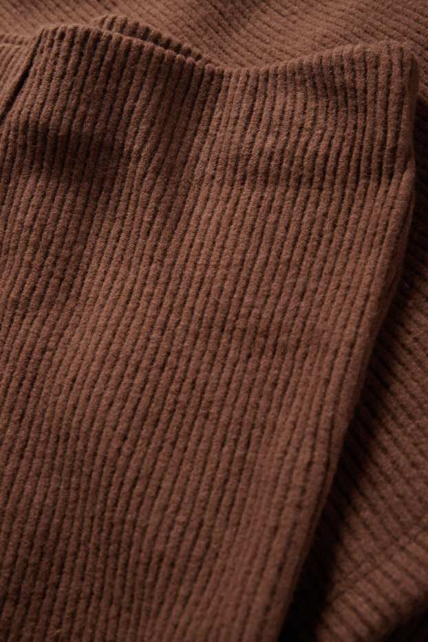 Women - Knitted joggers - ribbed - brown