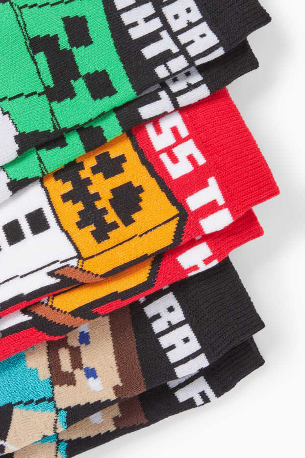 Copii - Băieți - Multipack 3 perechi - Minecraft - șosete călduroase cu motive de Crăciun - negru