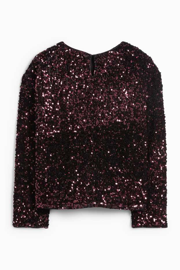 Femei - Tricou cu mânecă lungă cu paiete - regular fit - mov