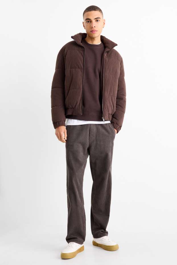 Bărbați - Pantaloni din catifea reiată - relaxed fit - gri