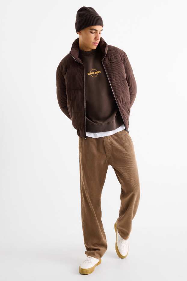 Bărbați - Pantaloni din catifea reiată - relaxed fit - maro