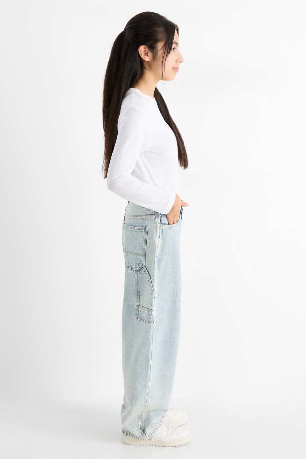 Copii - Fete - Balloon jeans - denim-albastru deschis