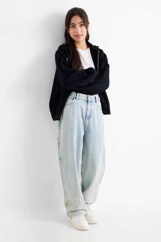 Copii - Fete - Balloon jeans - denim-albastru deschis