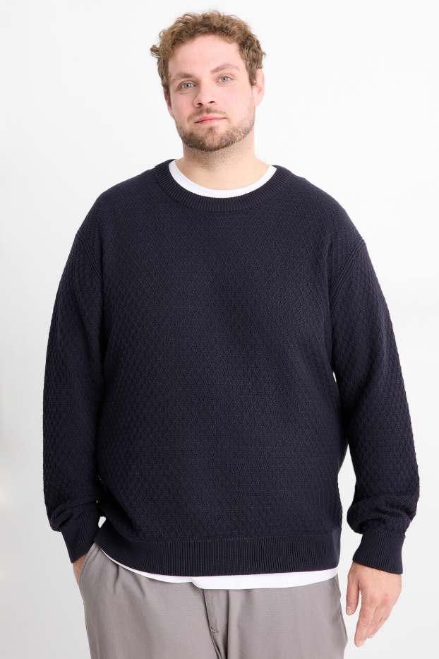 Home - Jersei - texturat - blau fosc