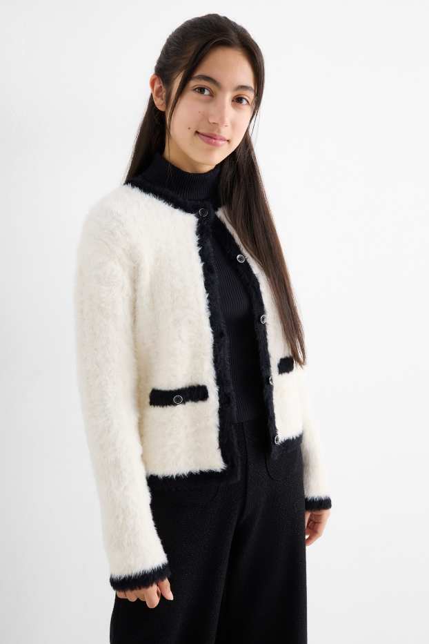Copii - Fete - Cardigan tricotat - alb-crem