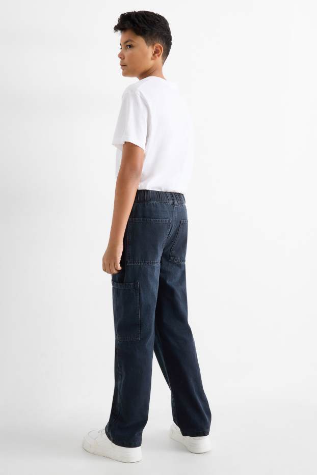 Copii - Băieți - Cargo jeans - jeans termoizolanți - denim-albastru închis