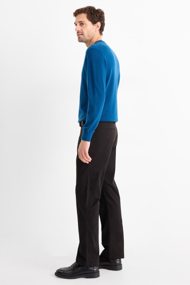 Bărbați - Chino cu curea - regular fit - negru