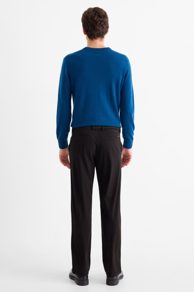 Bărbați - Chino cu curea - regular fit - negru