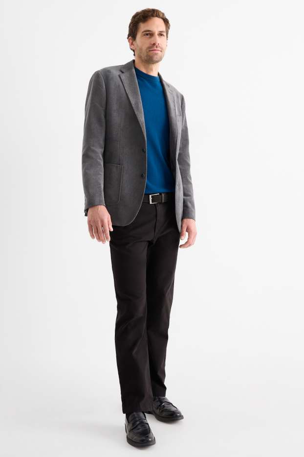 Bărbați - Chino cu curea - regular fit - negru