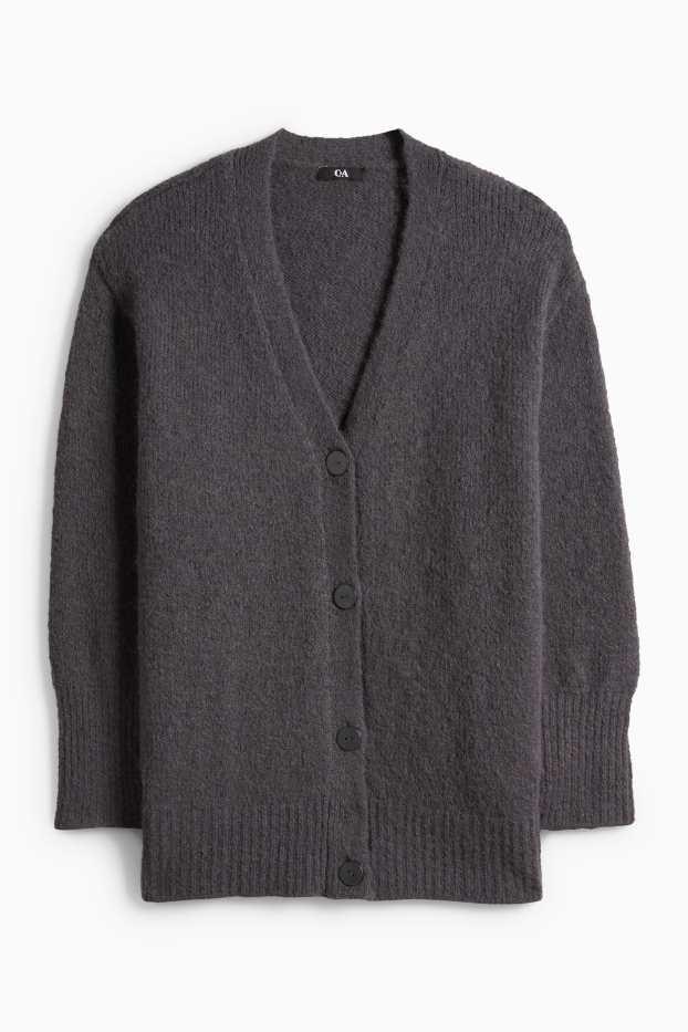 Femei - Cardigan tricotat - gri închis