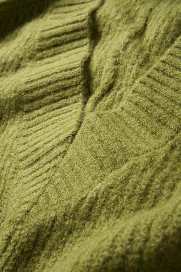 Femei - Pulover cu decolteu în V - reiat - verde deschis
