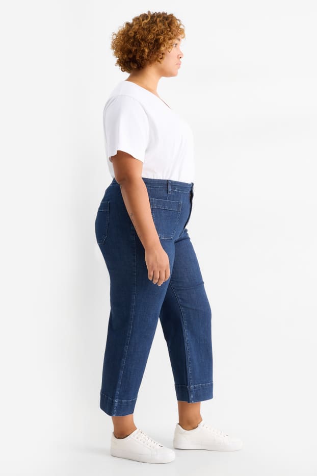 Femei - Wide leg jeans - talie înaltă - denim-albastru închis
