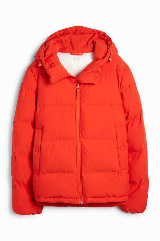 Women - Quilted jacket with hood - water-repellent - red