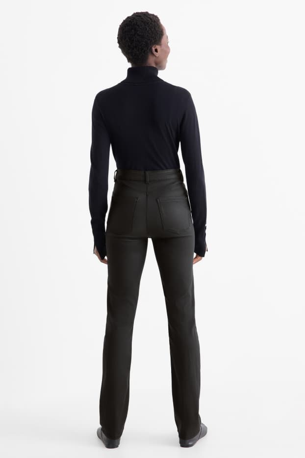 Women - Cloth trousers - high waist - straight fit - black