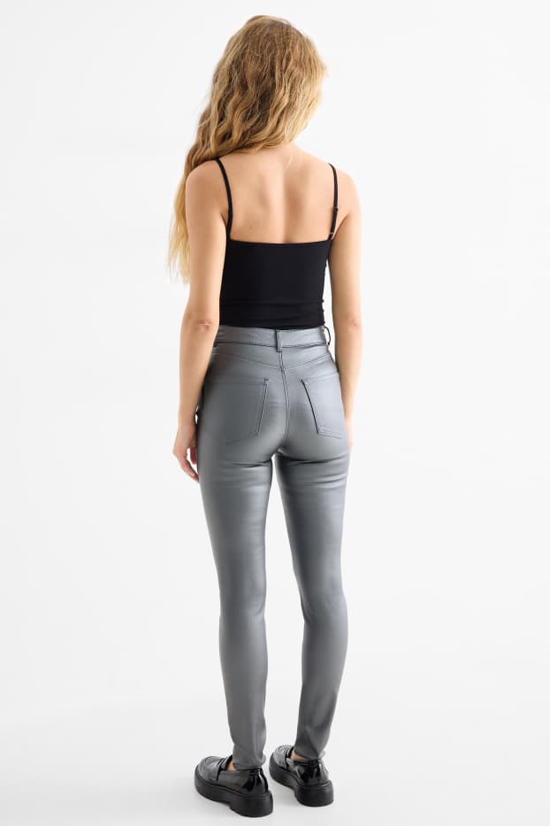 Femei - Pantaloni de stofă - talie înaltă - skinny fit - gri