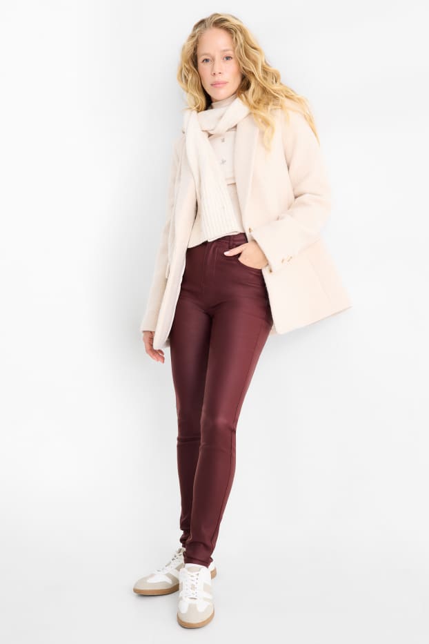 Femei - Pantaloni de stofă - talie înaltă - skinny fit - bordo