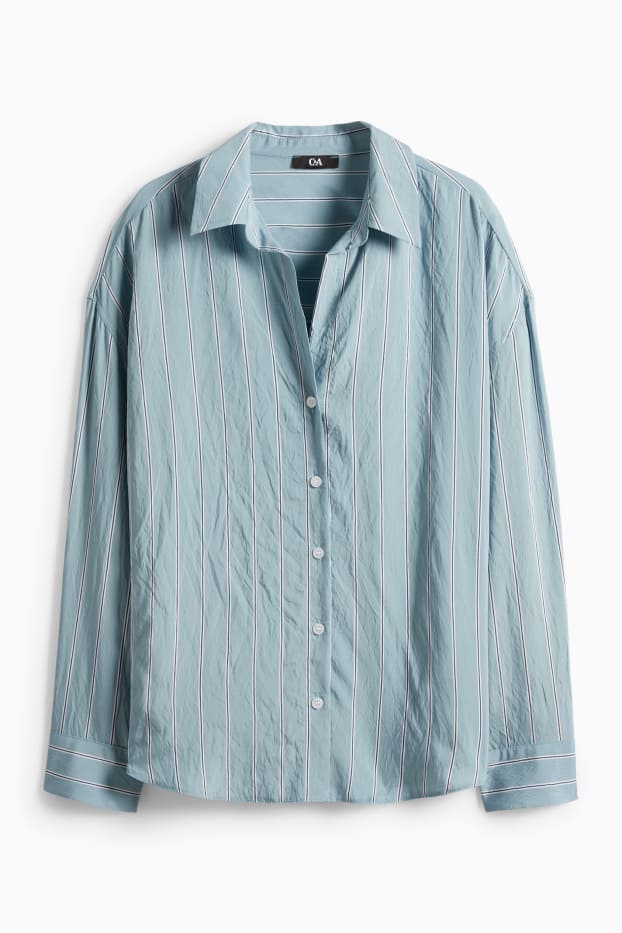 Damen - Bluse - gestreift - türkis
