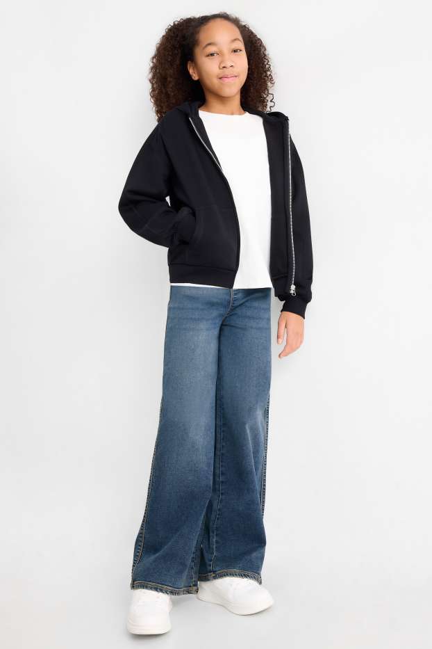 Copii - Fete - Wide leg jeggings - denim-albastru