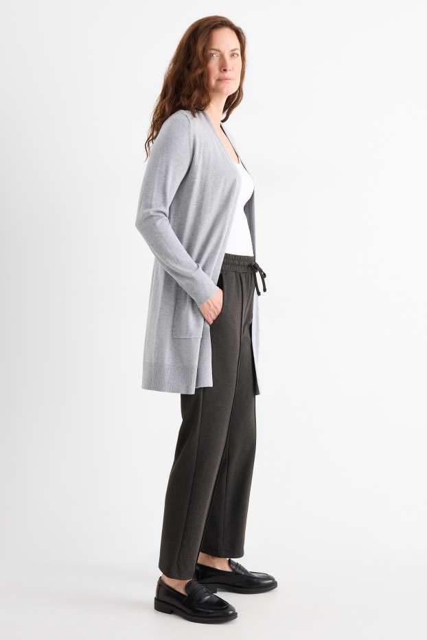 Femei - Pantaloni din jerseu - talie medie - tapered fit - gri închis